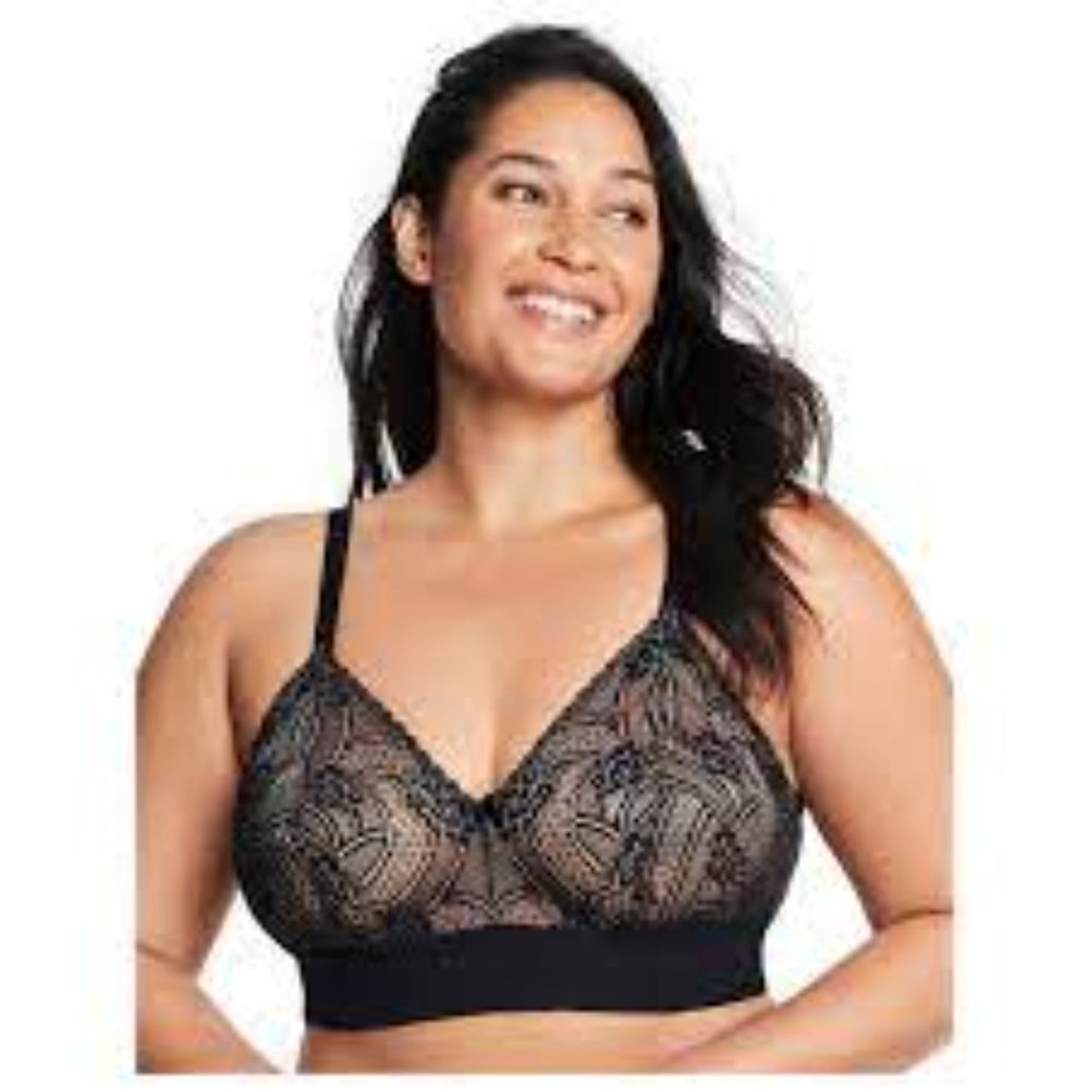 Glamorise Full Figure Plus Size Bramour Gramercy Luxe Lace Bralette Wirefree #70